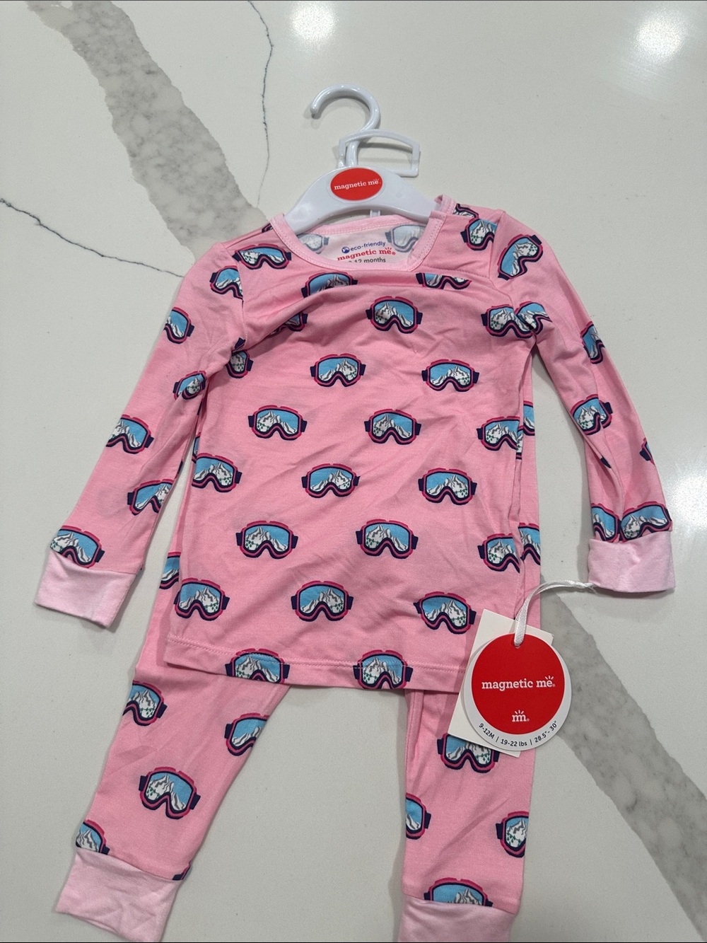 Magnetic Me Pink Pajama Set with Ski Goggle Print